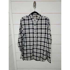 NWOT LL Bean Medium Grey Black & White button down cotton shirt. Slightly fitted